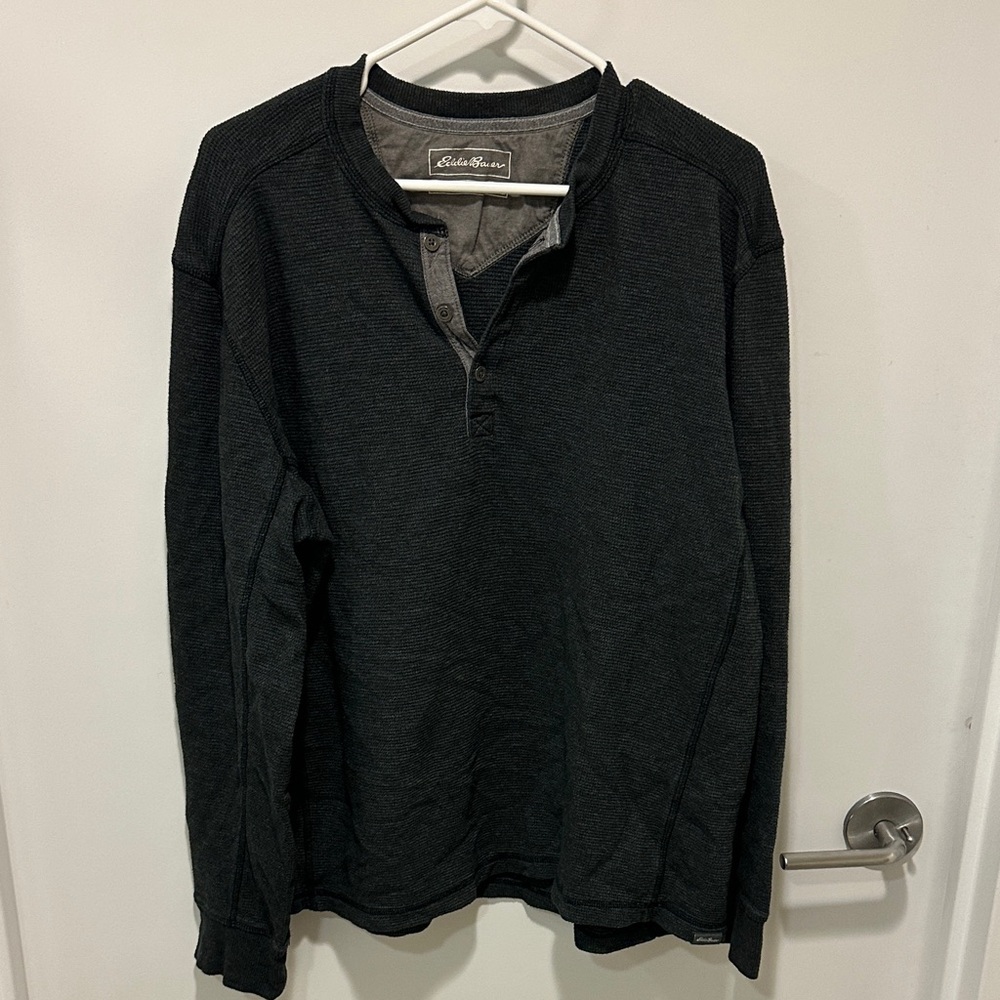 Eddie Bauer Men's Dark Gray Henley Shirt
